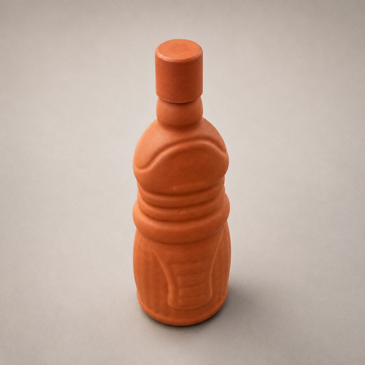 EcoSip_Ridge_Natural_Terracotta_Water_Bottle_700ml_upperview