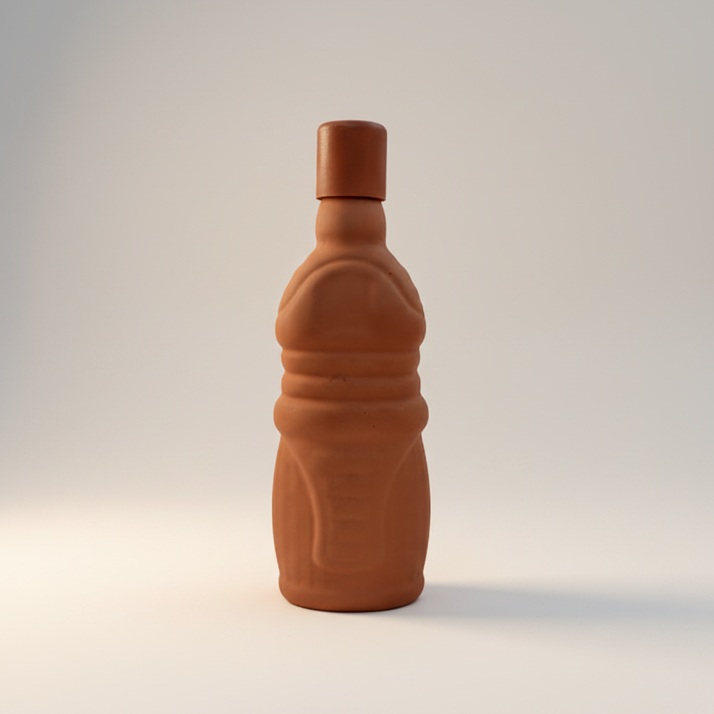 EcoSip Ridge | Natural Terracotta Water Bottle | 800ml |side-view